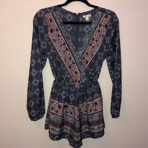 patterned romper from Francesca‘s boutique